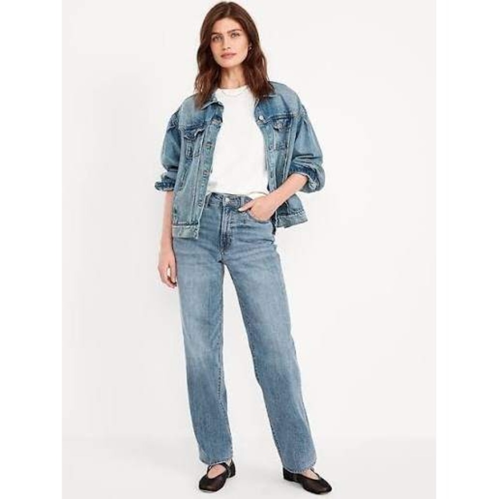 Old Navy O.G. Loose Jeans Womens 6 Light Wash High Rise Straight Relaxed Denim